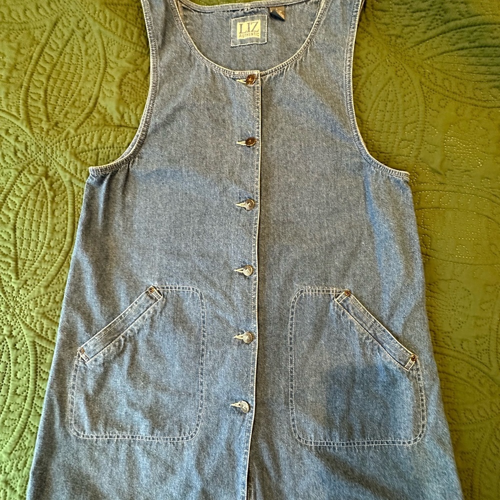Liz Claiborne Blue Denim Mini Dress with Front Buttons